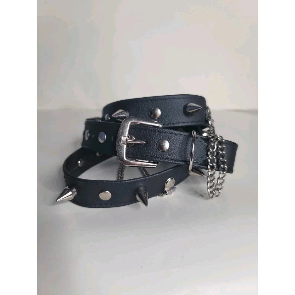 Belt Bullet Studded Black Silver Punk Rock Y2K Grunge Gothic Costume 43